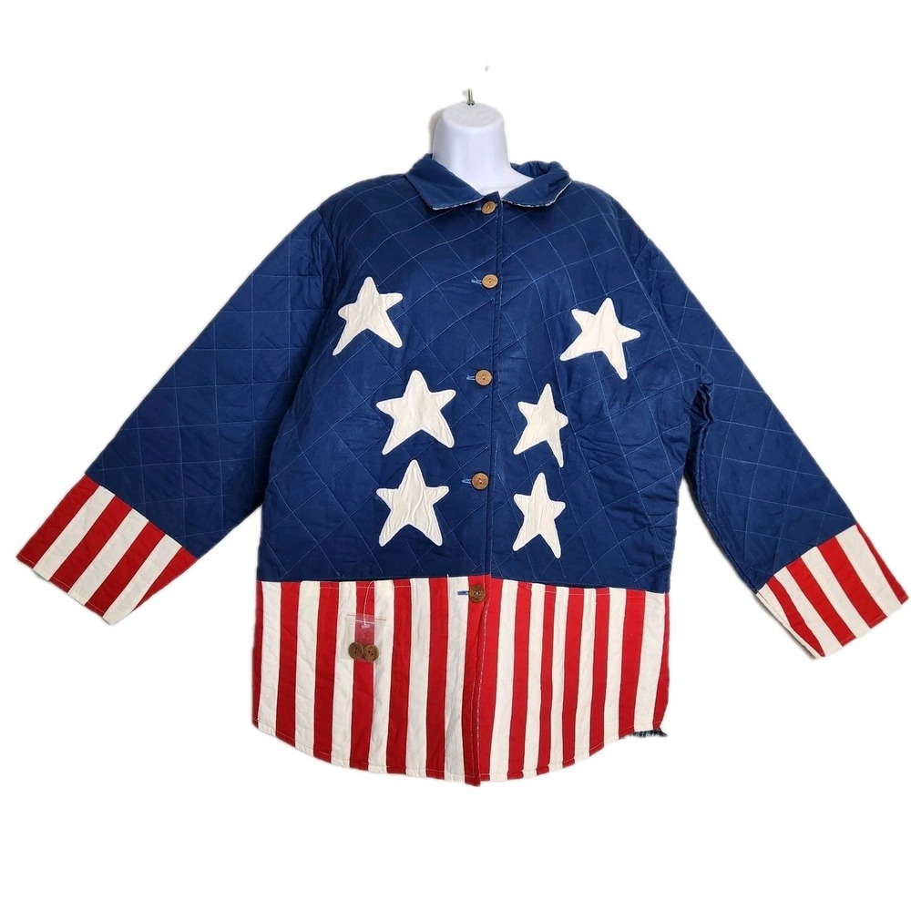 Patch Magic XL Quilted Patriotic Jacket Eagle USA Flag Americana 250 4th Of July
